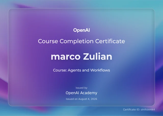 Attestato di completamento · OpenAI Academy