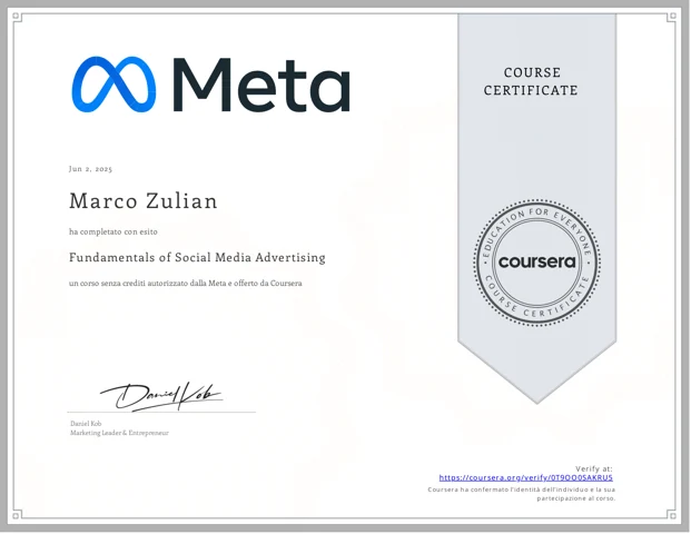Attestato di completamento · Meta · Coursera