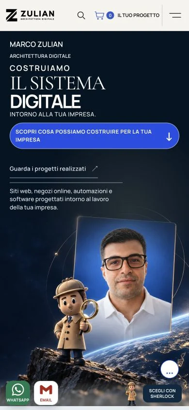 Il sito Zulian nella vista per smartphone