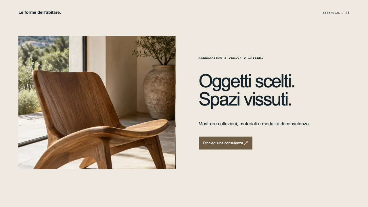 Composizione illustrativa Essential: Arredamento e design d’interni