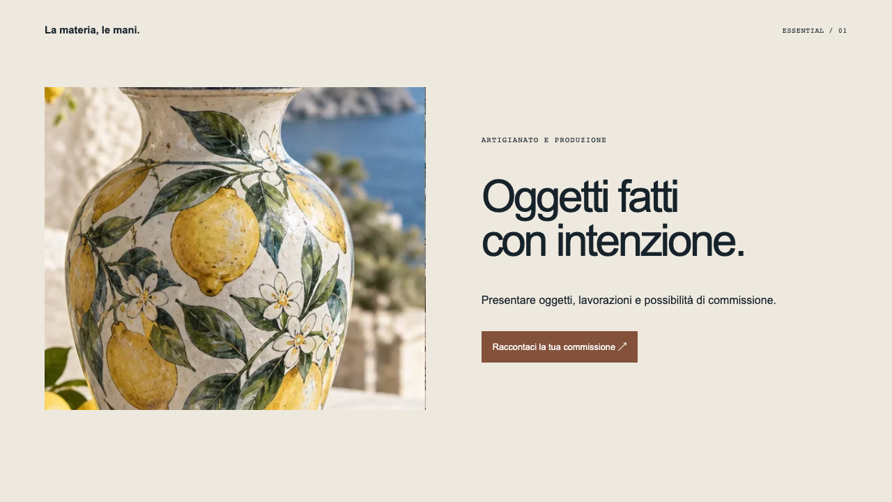 Composizione illustrativa Essential: Artigianato e produzione