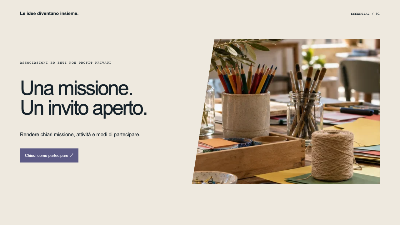 Composizione illustrativa Essential: Associazioni ed enti non profit privati