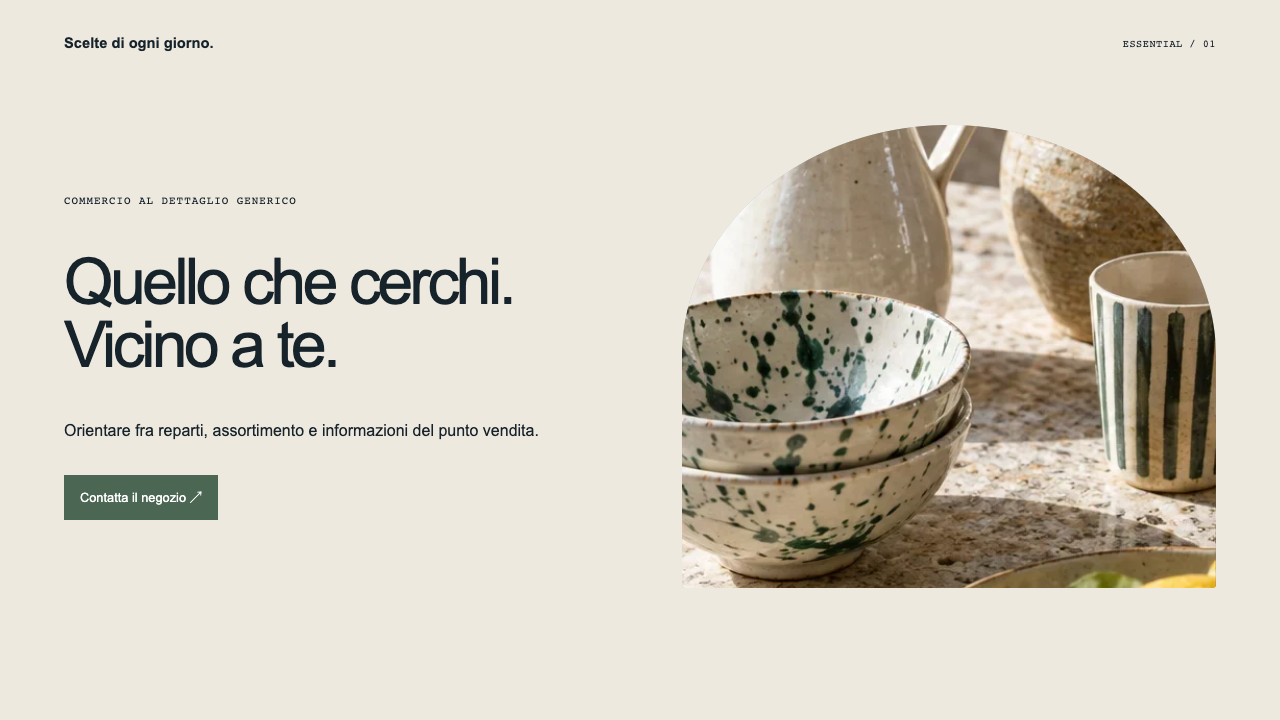 Composizione illustrativa Essential: Commercio al dettaglio generico