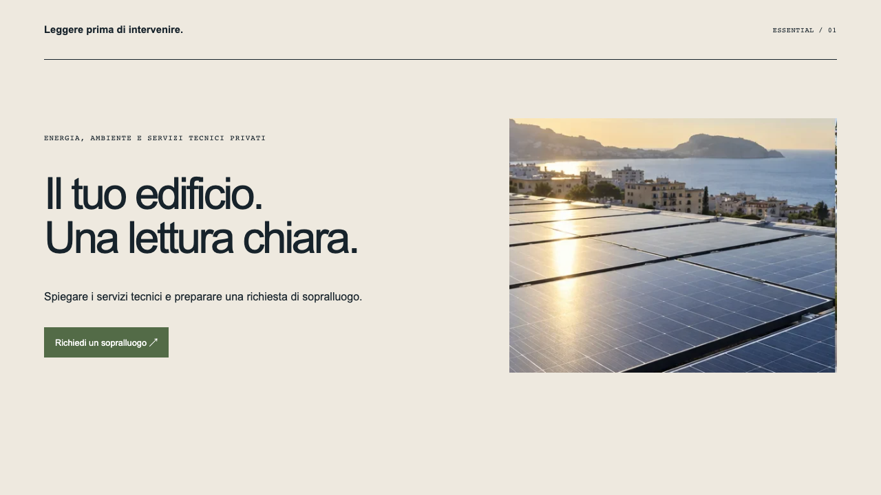 Composizione illustrativa Essential: Energia, ambiente e servizi tecnici privati