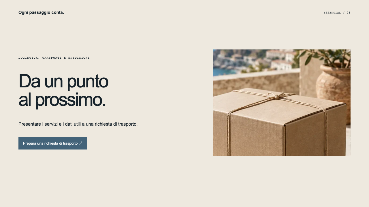 Composizione illustrativa Essential: Logistica, trasporti e spedizioni